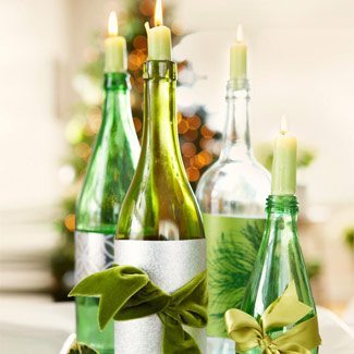 Centros de mesa con botellas de vino 7