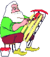 Papá Noel pinta trineo