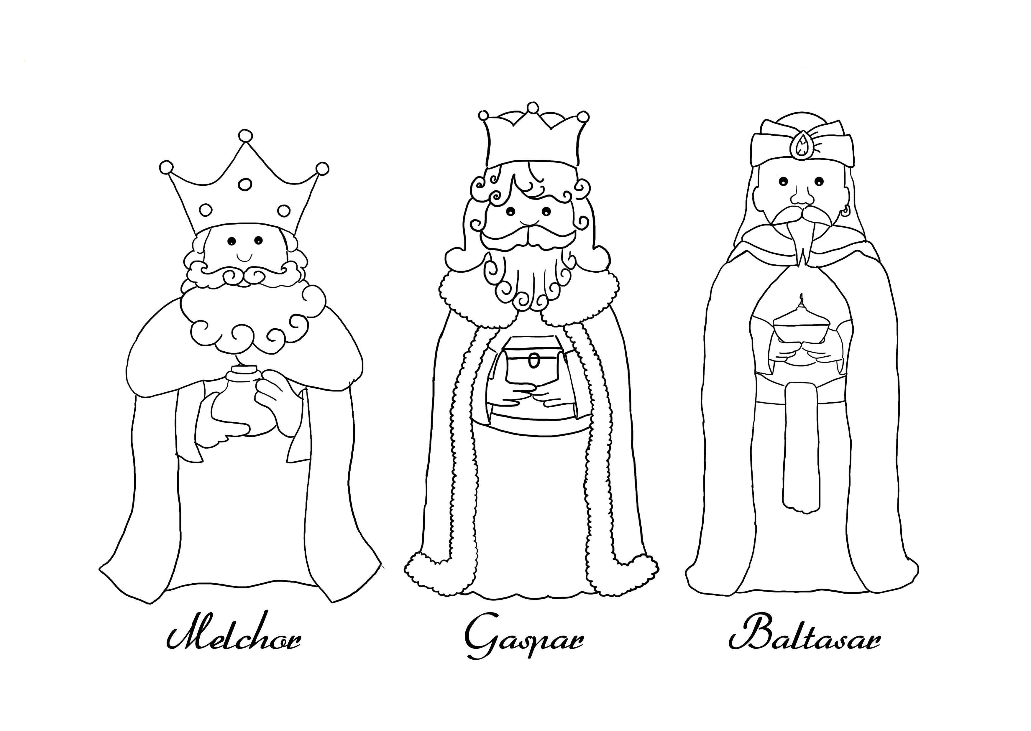 10 dibujos de Reyes Magos para colorear