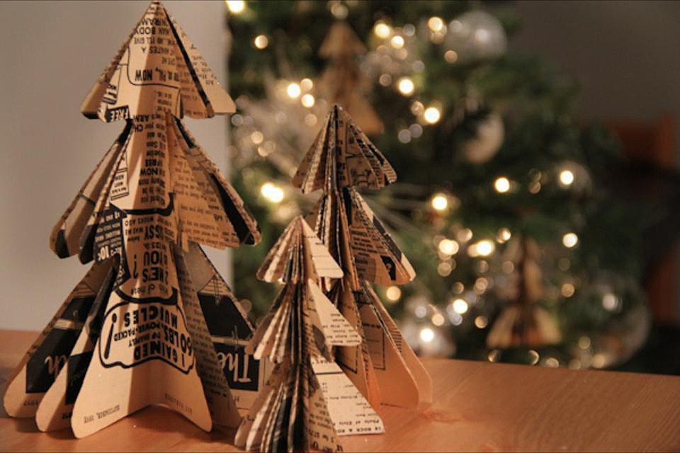 adornos navideños de papel - árboles