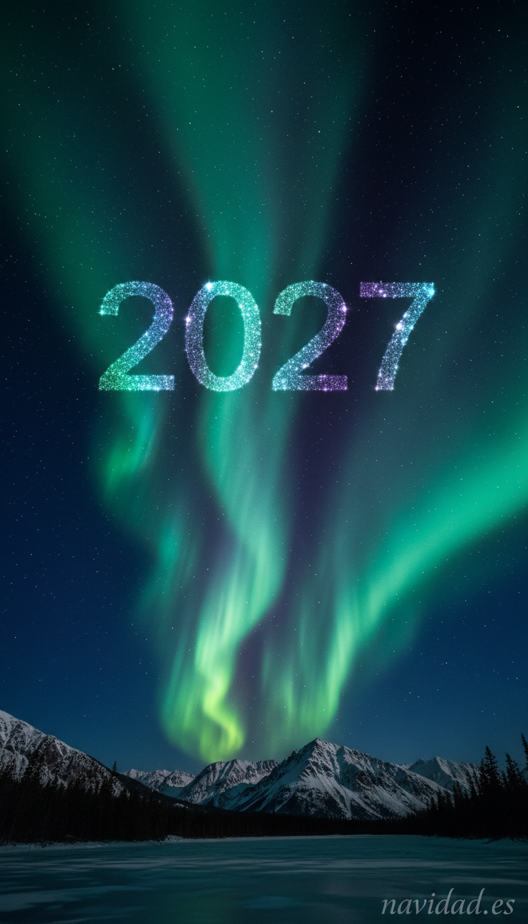 Fondo de pantalla Año Nuevo 2027 - aurora boreal 2027