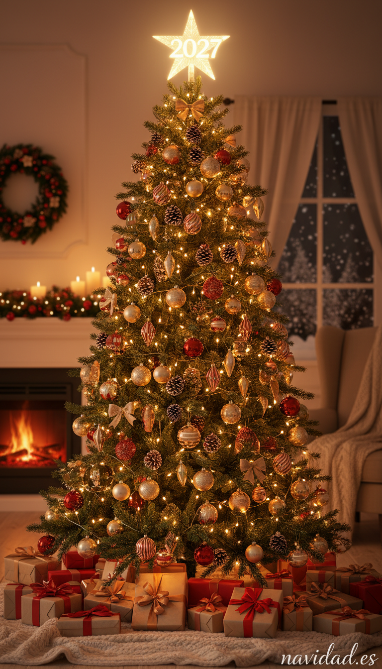 Fondo de pantalla Año Nuevo 2027 - árbol Navidad estrella 2027