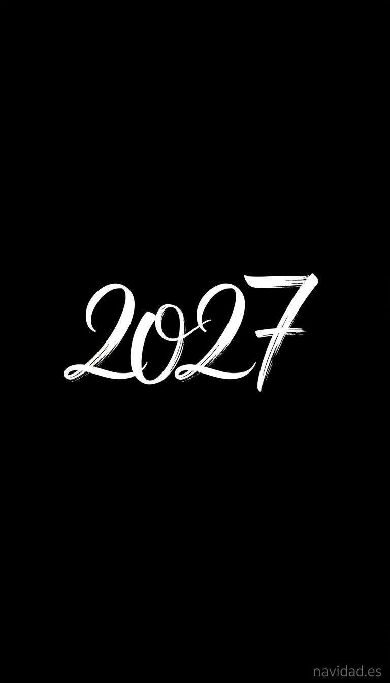 Fondo de pantalla Año Nuevo 2027 - caligrafía elegante blanca sobre negro
