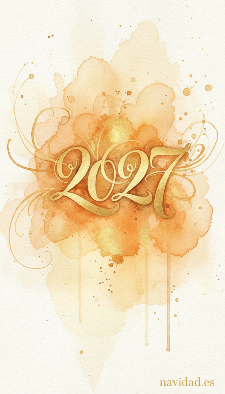Fondo de pantalla Año Nuevo 2027 - acuarela dorada 2027
