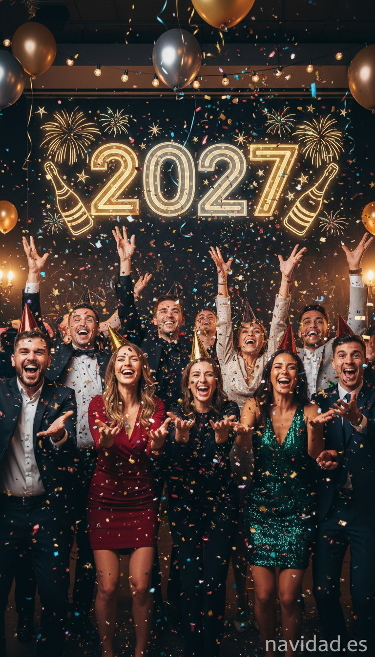 Fondo de pantalla Año Nuevo 2027 - personas lanzando confeti 2027