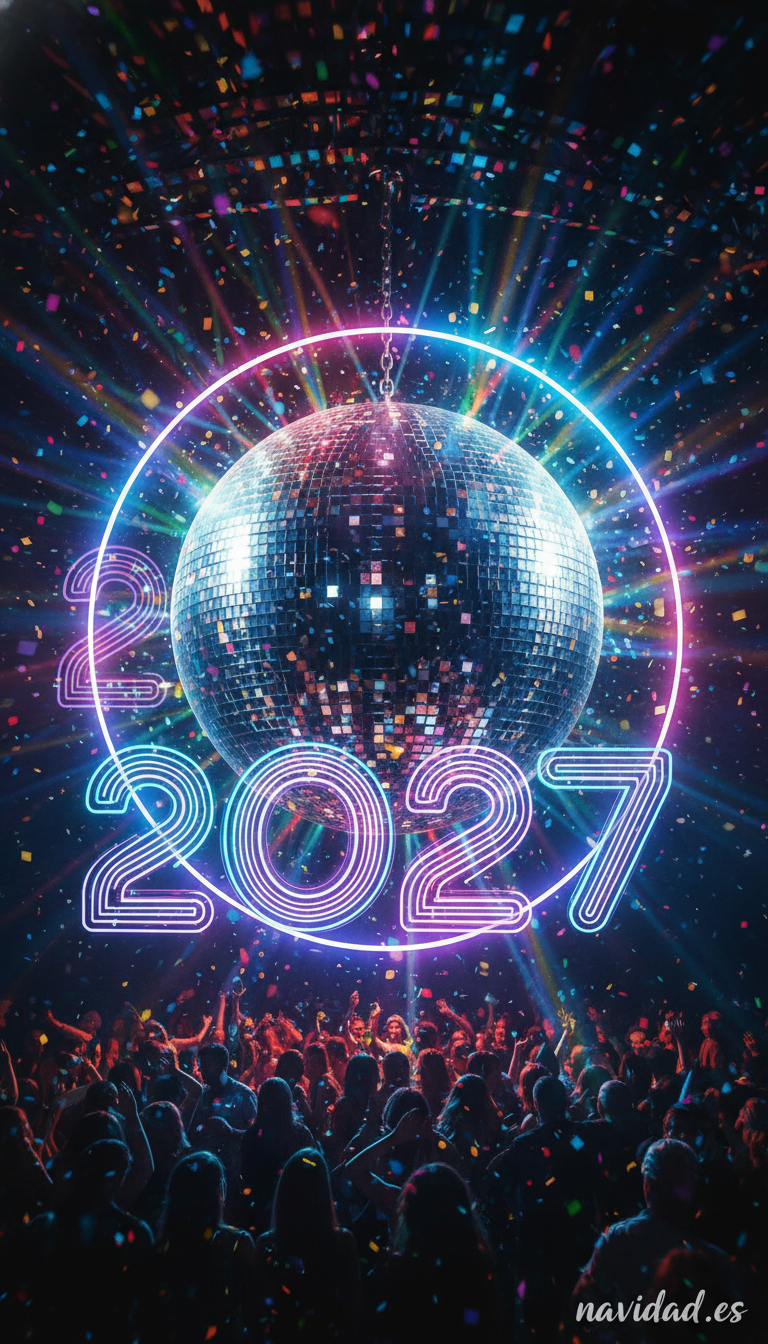 Fondo de pantalla Año Nuevo 2027 - bola de discoteca 2027