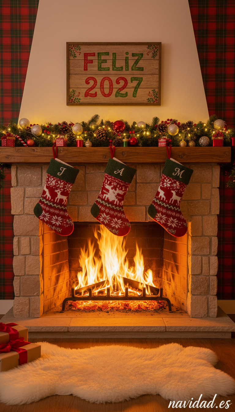 Fondo de pantalla Año Nuevo 2027 - chimenea fuego Feliz 2027