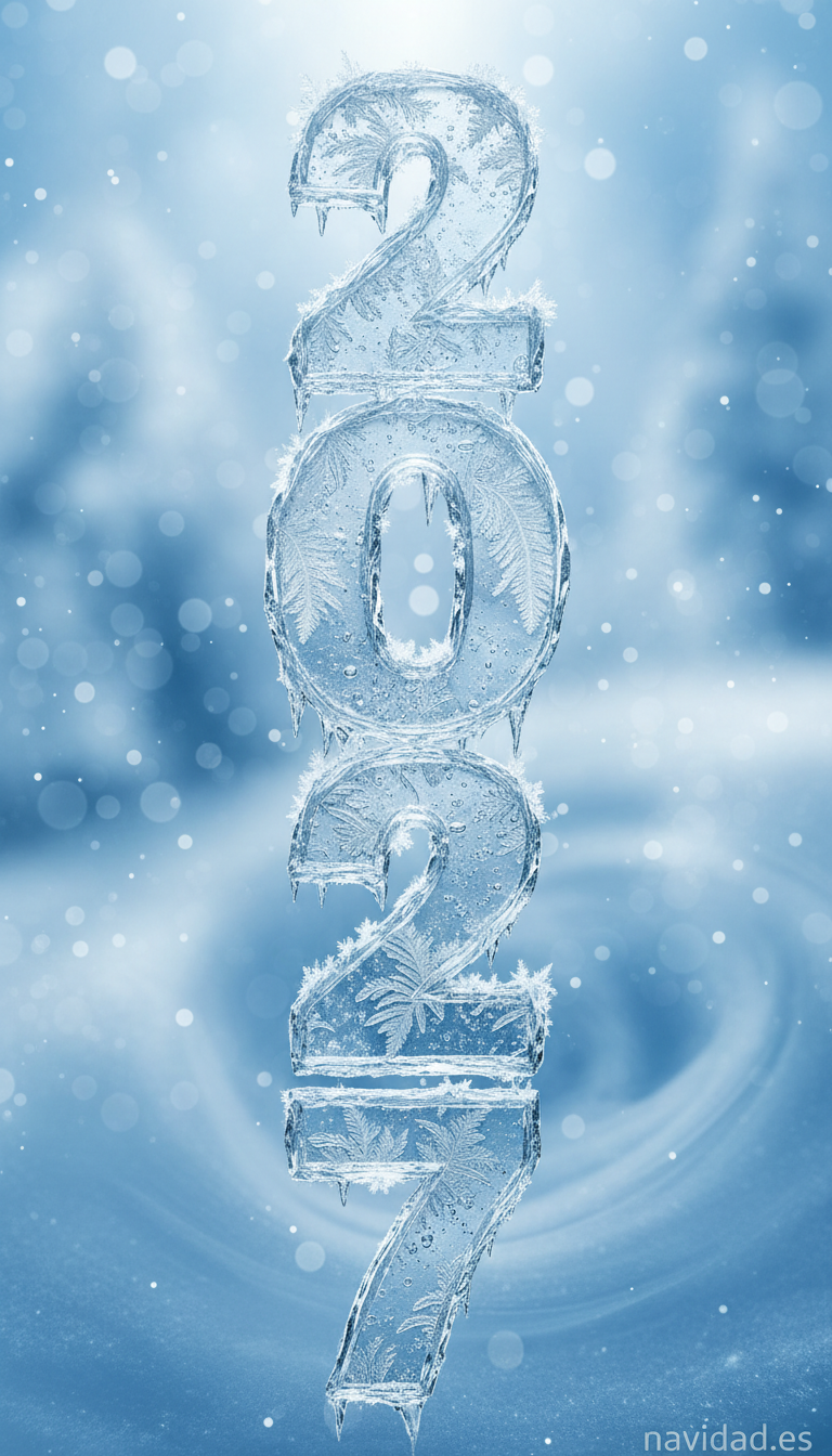 Fondo de pantalla Año Nuevo 2027 - letras de hielo 2027
