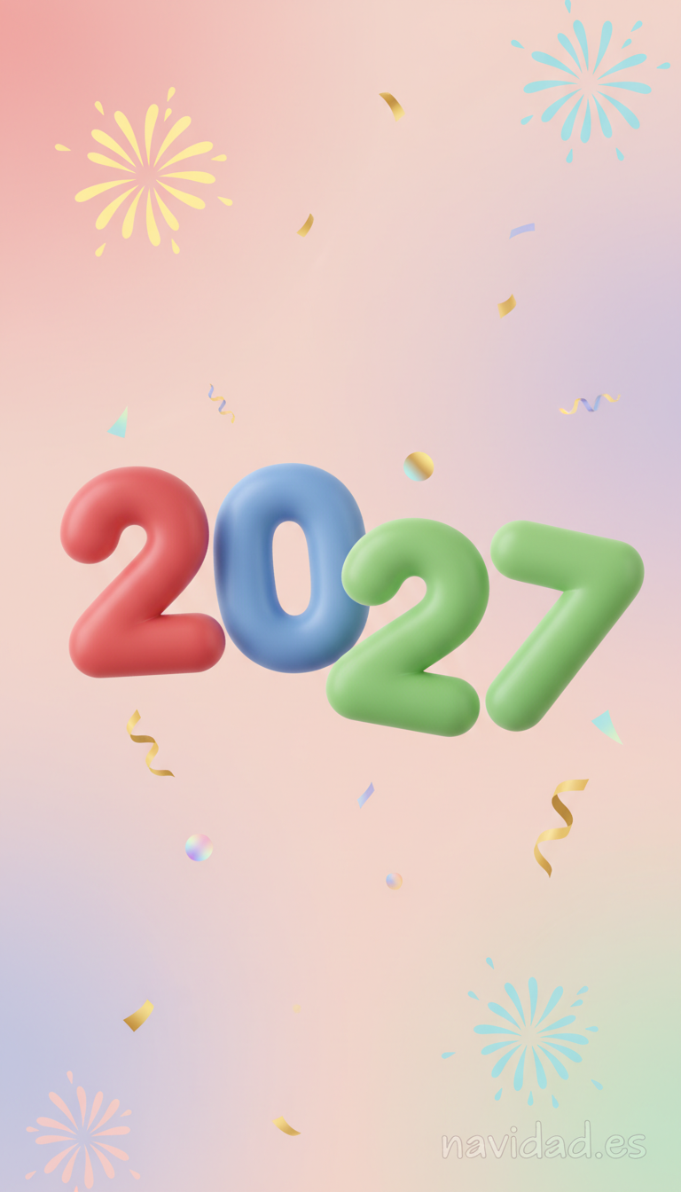 Fondo de pantalla Año Nuevo 2027 - números 3D colores vibrantes
