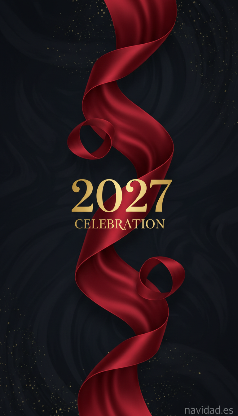 Fondo de pantalla Año Nuevo 2027 - cinta seda roja 2027