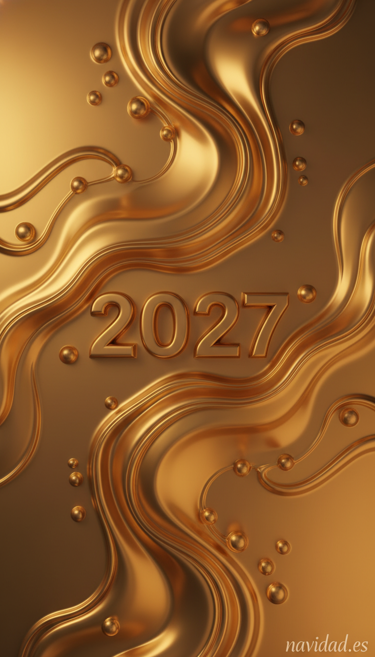 Fondo de pantalla Año Nuevo 2027 - abstract líquido dorado 2027