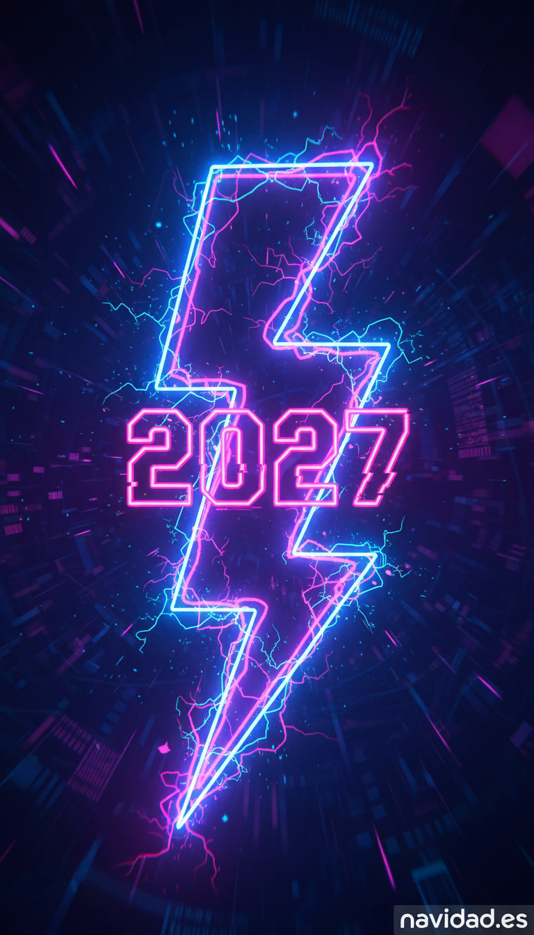 Fondo de pantalla Año Nuevo 2027 - relámpago neón 2027