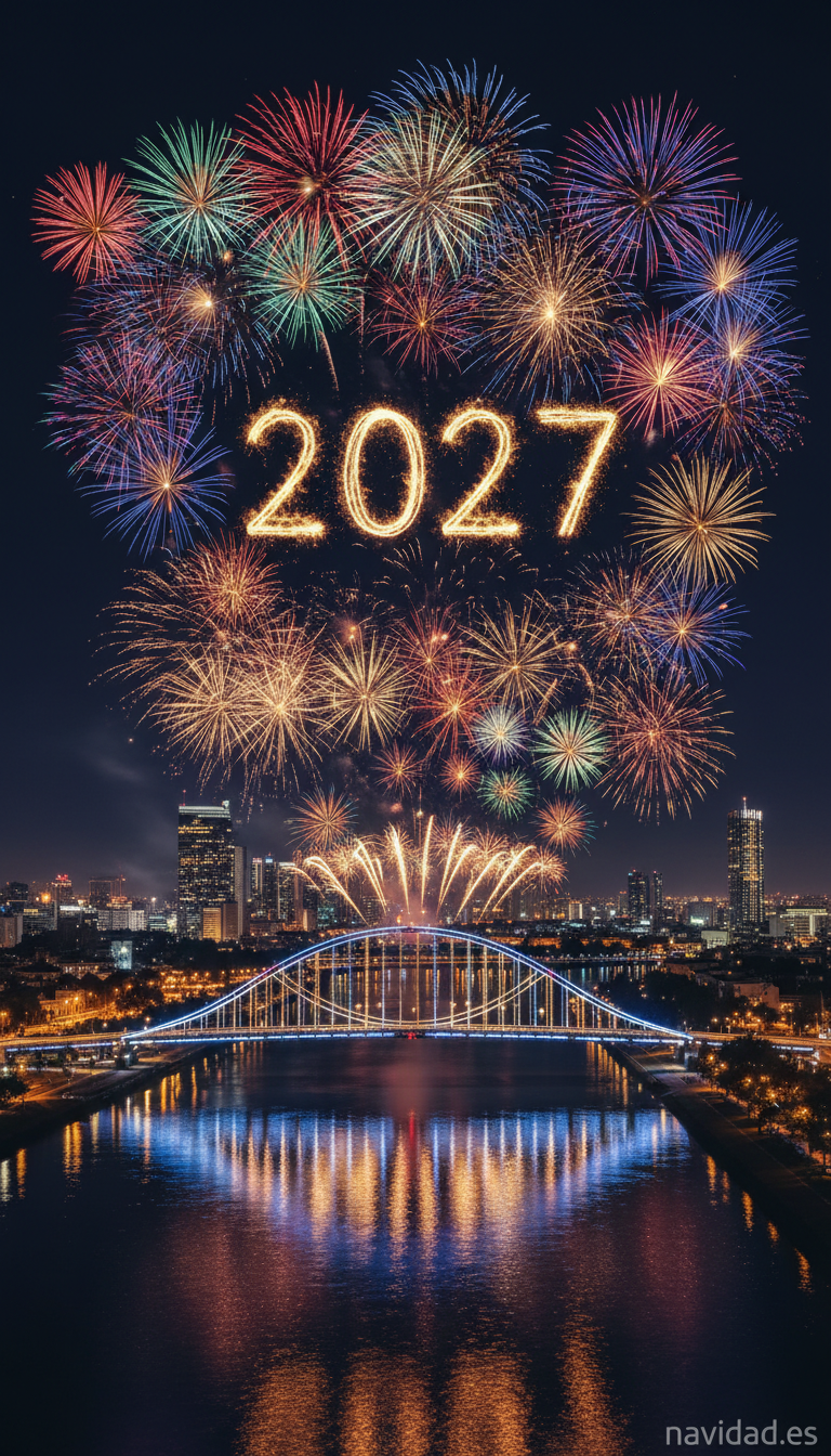 Fondo de pantalla Año Nuevo 2027 - puente iluminado nocturno 2027