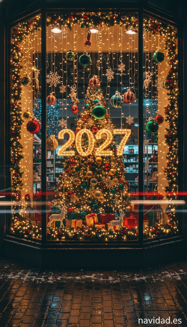 Fondo de pantalla Año Nuevo 2027 - escaparate luminoso 2027