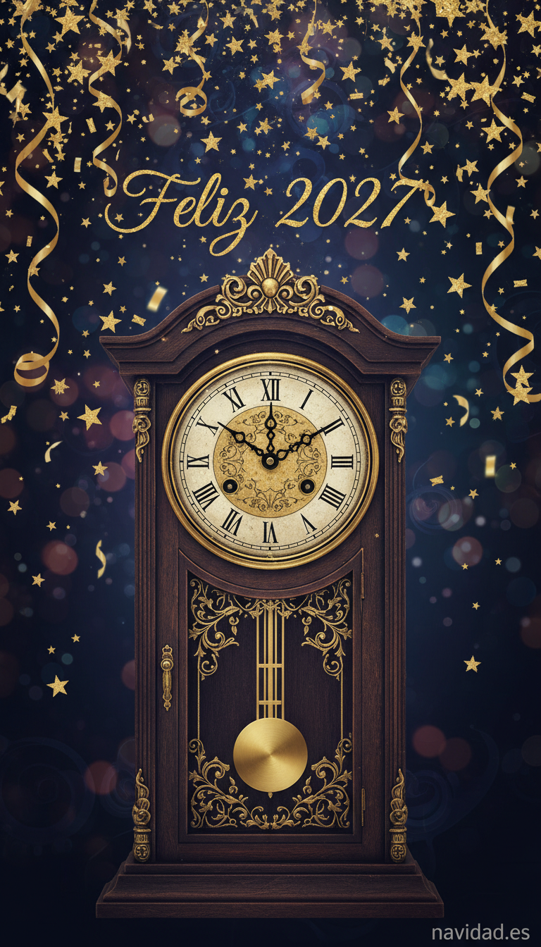 Fondo de pantalla Año Nuevo 2027 - reloj medianoche Feliz 2027