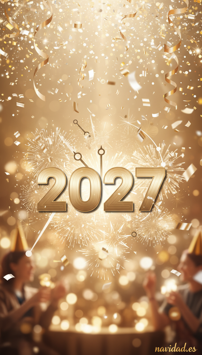 Fondo de pantalla Año Nuevo 2027 - confeti dorado cayendo