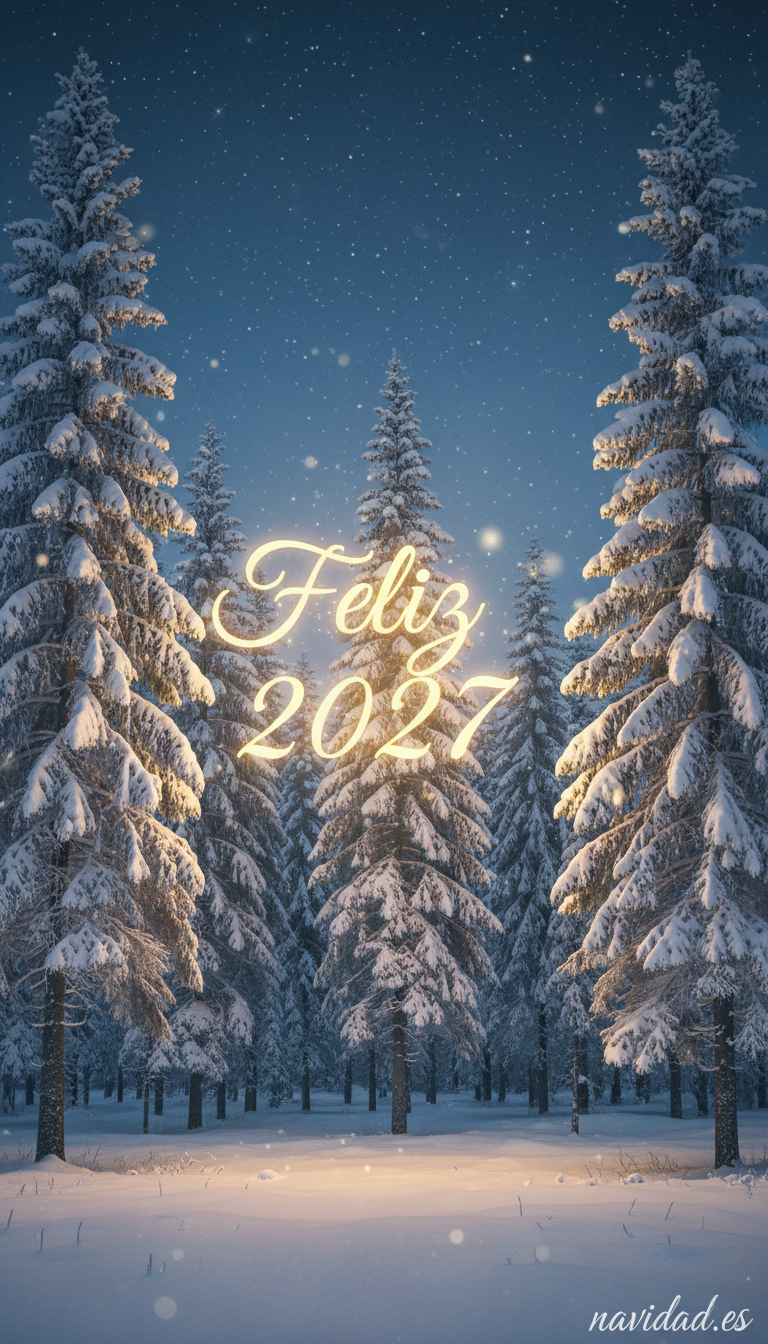 Fondo de pantalla Año Nuevo 2027 - bosque nevado Feliz 2027