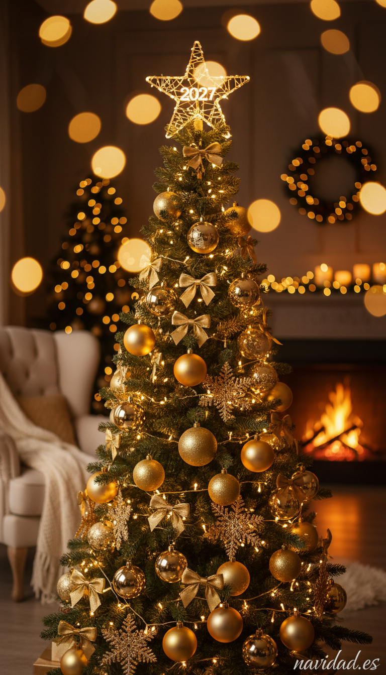 Fondos de pantalla para celebrar el Año 2027: diseños festivos para móvil y escritorio 18 Fondo árbol Navidad estrella 2027