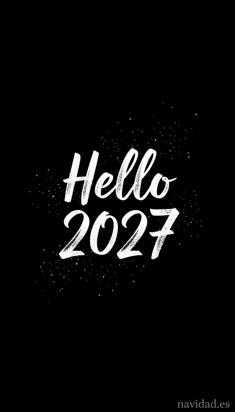 Fondos de pantalla para celebrar el Año 2027: diseños festivos para móvil y escritorio 19 Fondo caligrafía Hello 2027