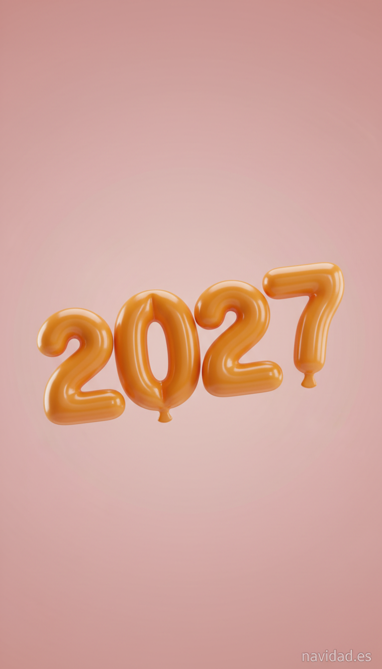 Fondos de pantalla para celebrar el Año 2027: diseños festivos para móvil y escritorio 2 Fondo Año Nuevo 2027 globos inflables sobre rosa