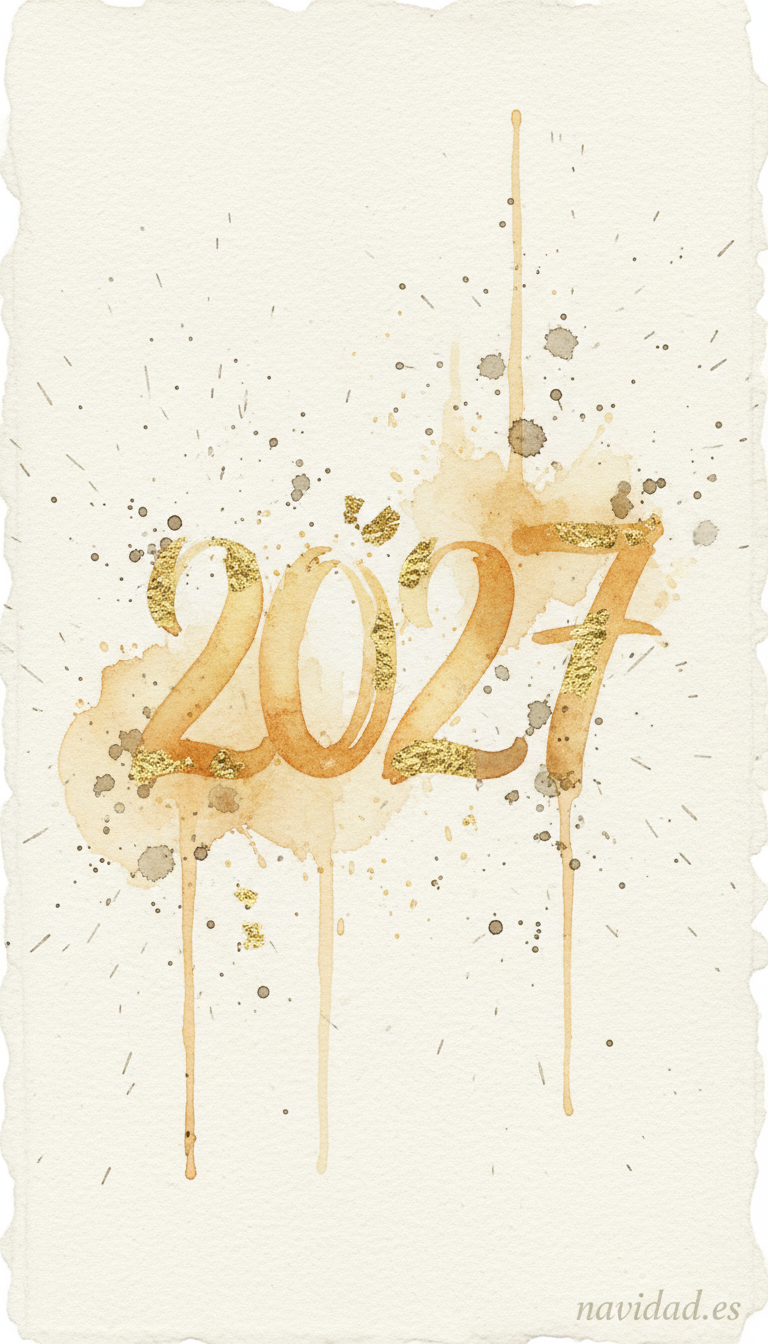 Fondos de pantalla para celebrar el Año 2027: diseños festivos para móvil y escritorio 21 Fondo acuarela dorada 2027