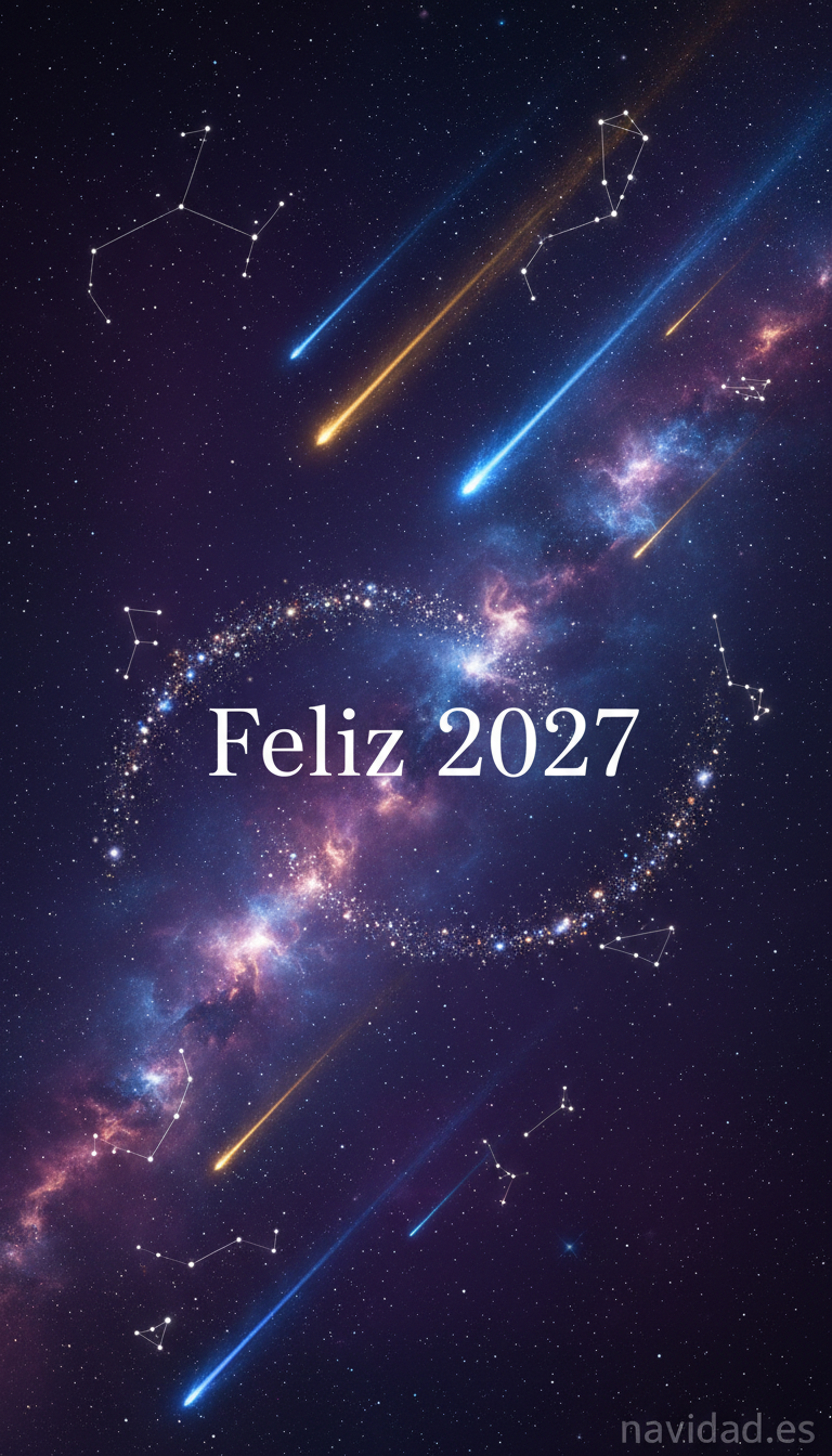 Fondos de pantalla para celebrar el Año 2027: diseños festivos para móvil y escritorio 24 Fondo estrellas fugaces Feliz 2027