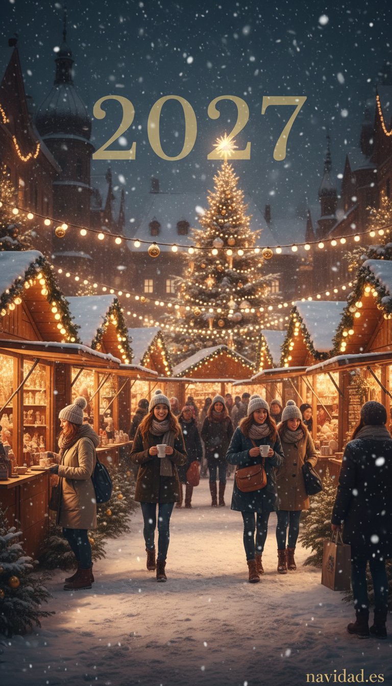 Fondos de pantalla para celebrar el Año 2027: diseños festivos para móvil y escritorio 25 Fondo mercado holiday 2027