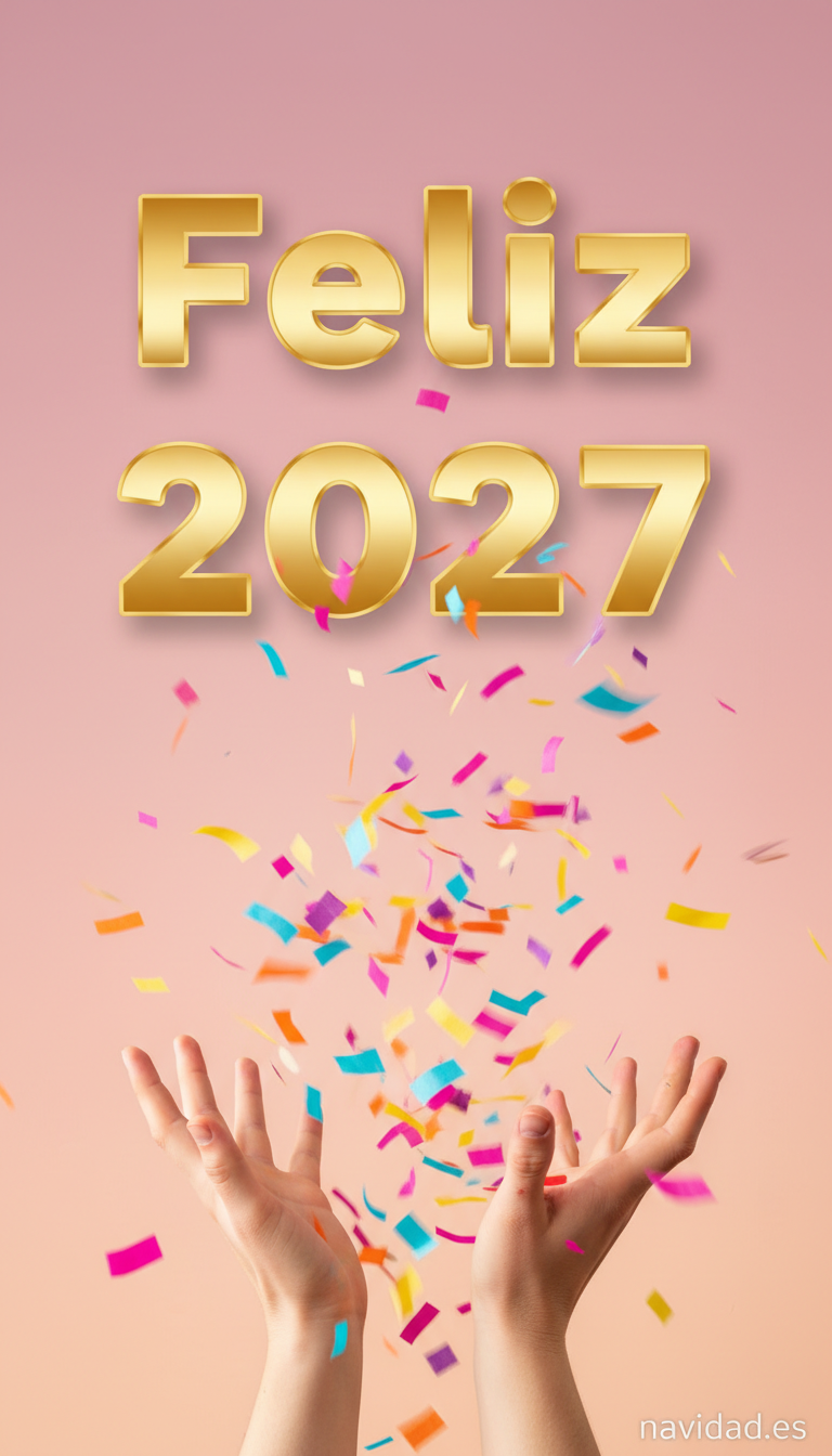 Fondos de pantalla para celebrar el Año 2027: diseños festivos para móvil y escritorio 30 Fondo confeti volando Feliz 2027
