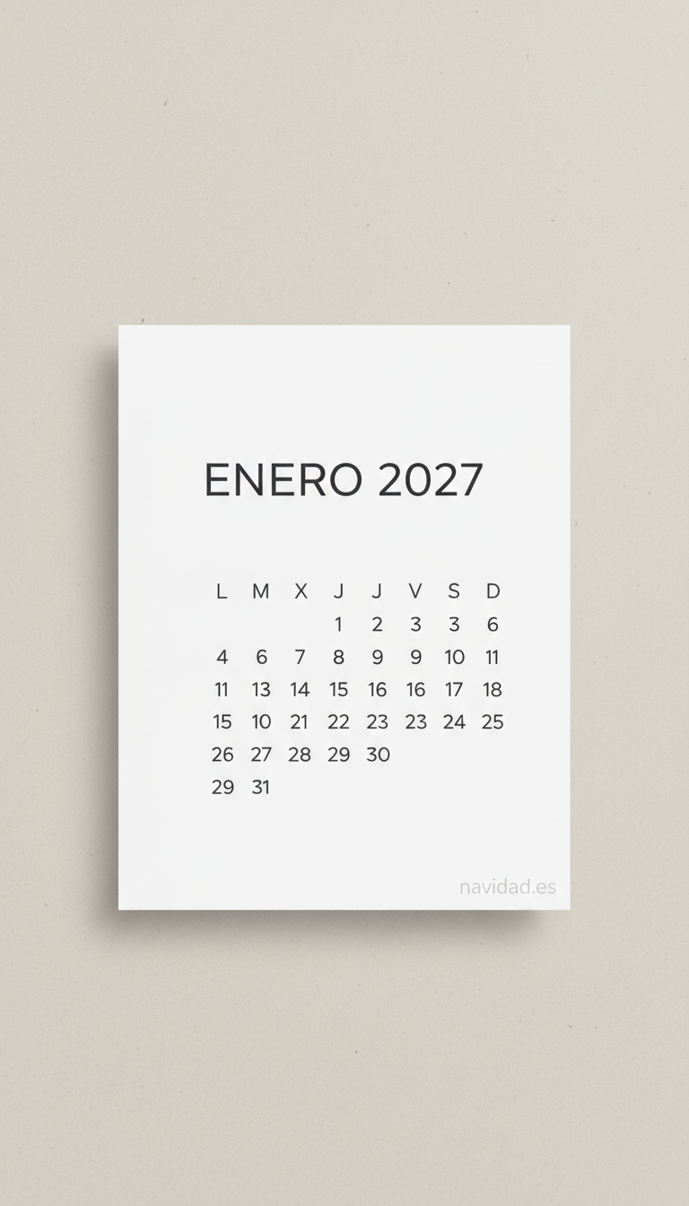 Fondos de pantalla para celebrar el Año 2027: diseños festivos para móvil y escritorio 31 Fondo calendario enero 2027