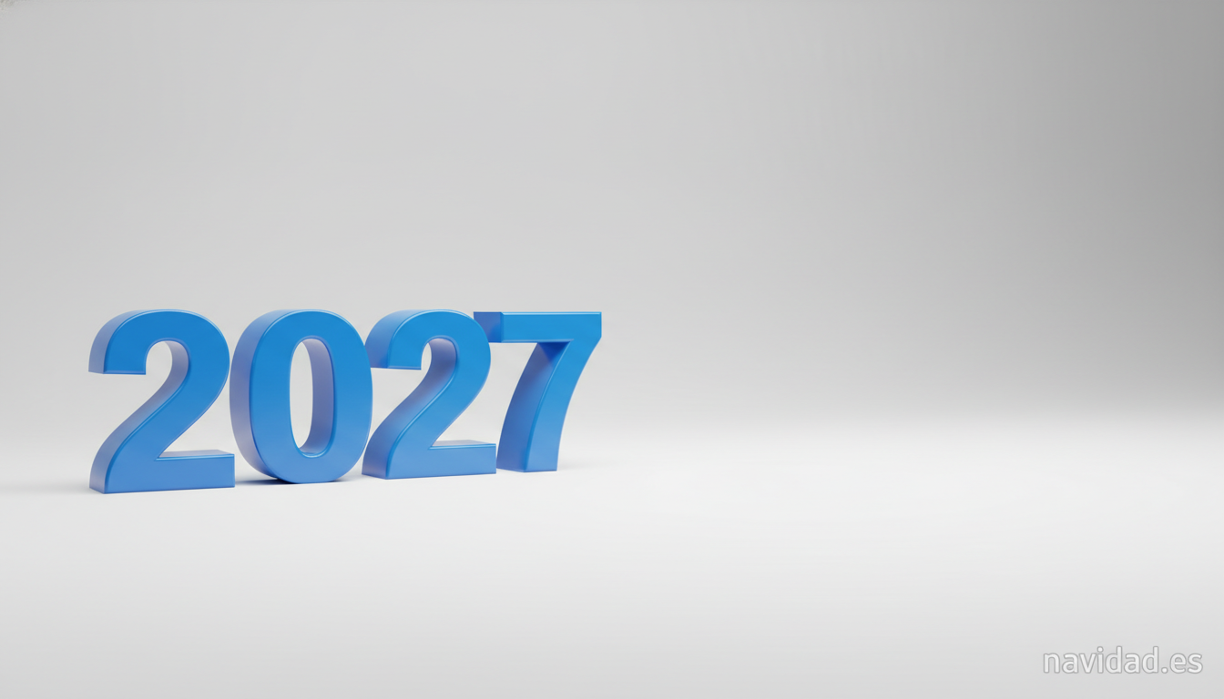Fondos de pantalla para celebrar el Año 2027: diseños festivos para móvil y escritorio 5 Fondo escritorio Año Nuevo 2027 números 3D azules