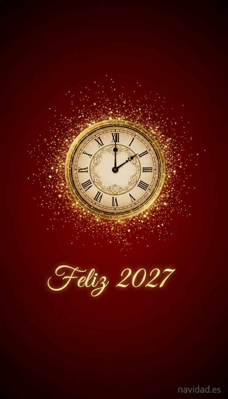Fondos de pantalla para celebrar el Año 2027: diseños festivos para móvil y escritorio 8 Fondo reloj medianoche 2027