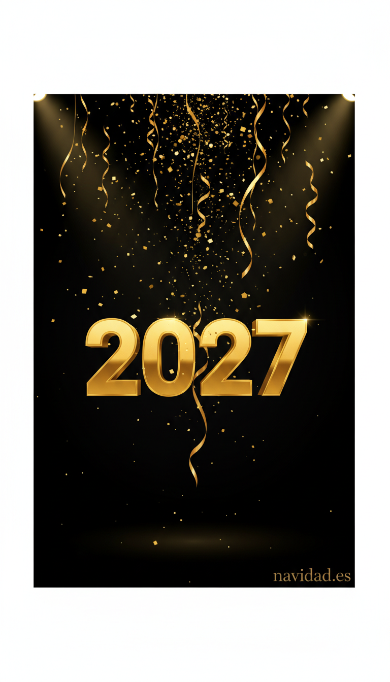 Fondos de pantalla para celebrar el Año 2027: diseños festivos para móvil y escritorio 9 Fondo confeti dorado 2027