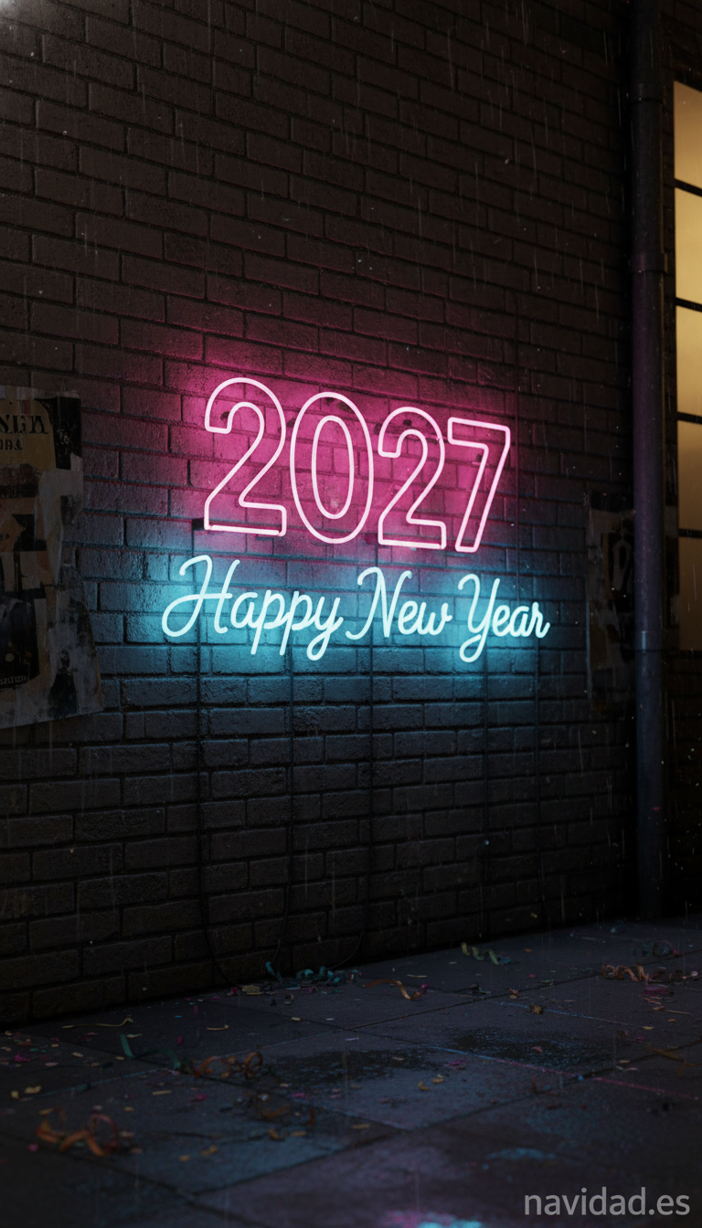 Fondo Año Nuevo 2027 - Neón retro
