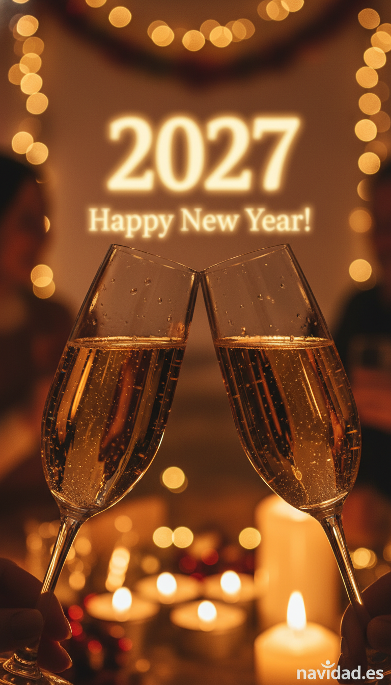 Fondo Año Nuevo 2027 - Brindis copas champán