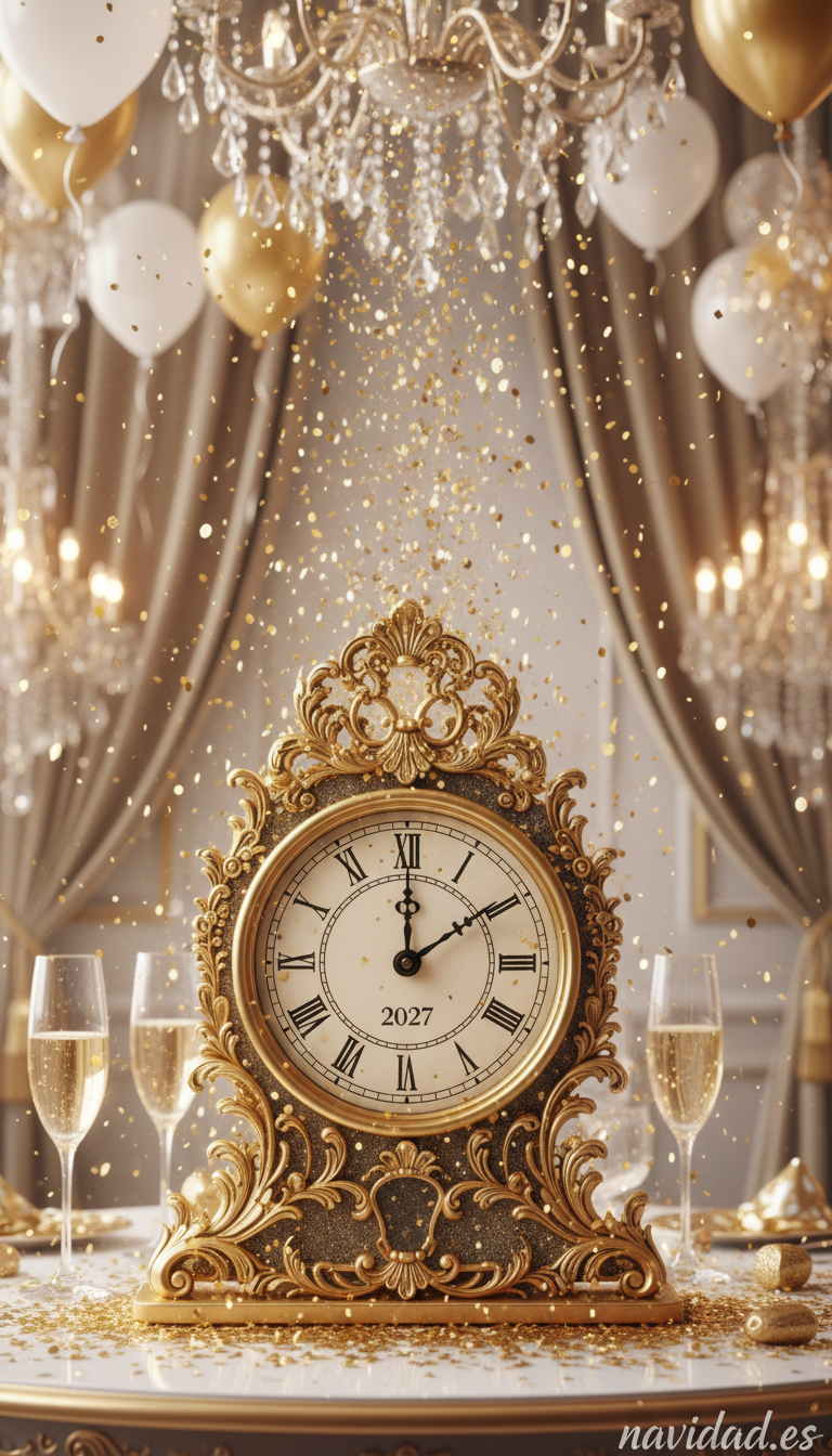 Fondo Año Nuevo 2027 - Reloj medianoche