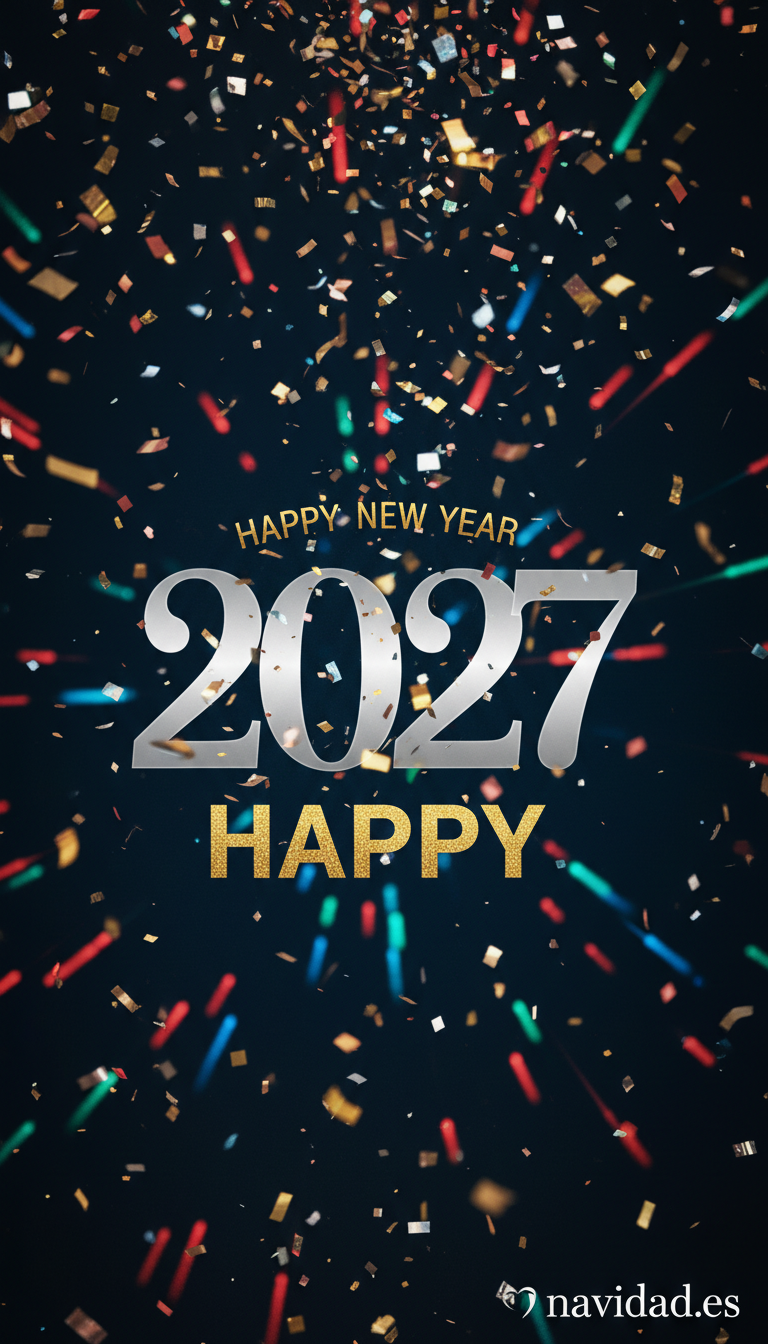 Fondo Año Nuevo 2027 - Confeti cayendo
