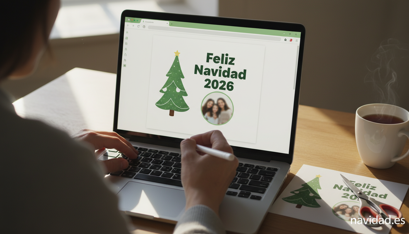 Diseñando una tarjeta de Navidad en el ordenador con una herramienta de plantillas online