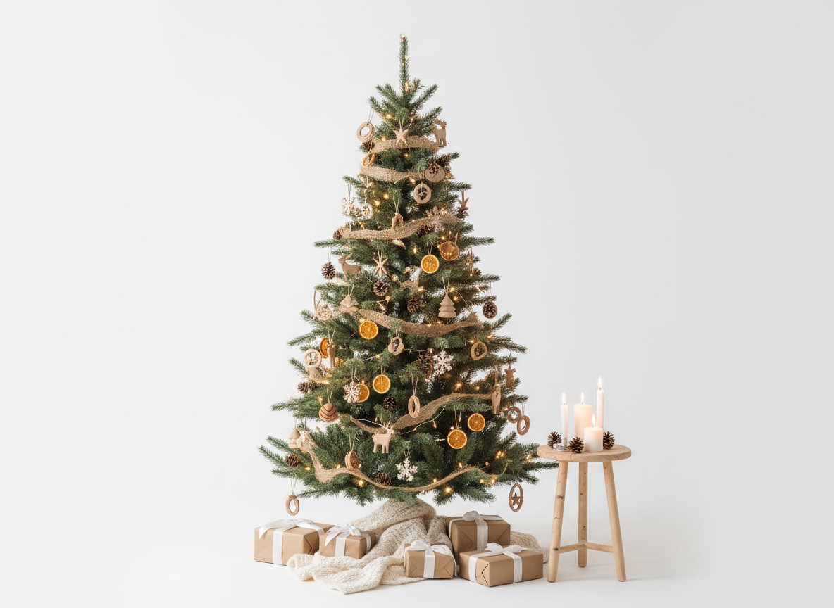 Cómo Decorar el Árbol de Navidad: Estilos y Tendencias 2026 2 Árbol de Navidad estilo nórdico minimalista con adornos naturales