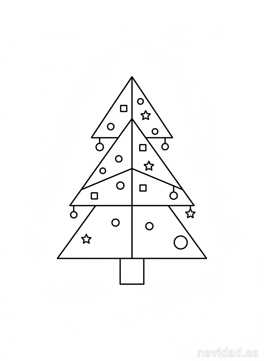 Árbol de Navidad para colorear: láminas gratis para imprimir en 2026 5 Árbol de Navidad minimalista nórdico para colorear