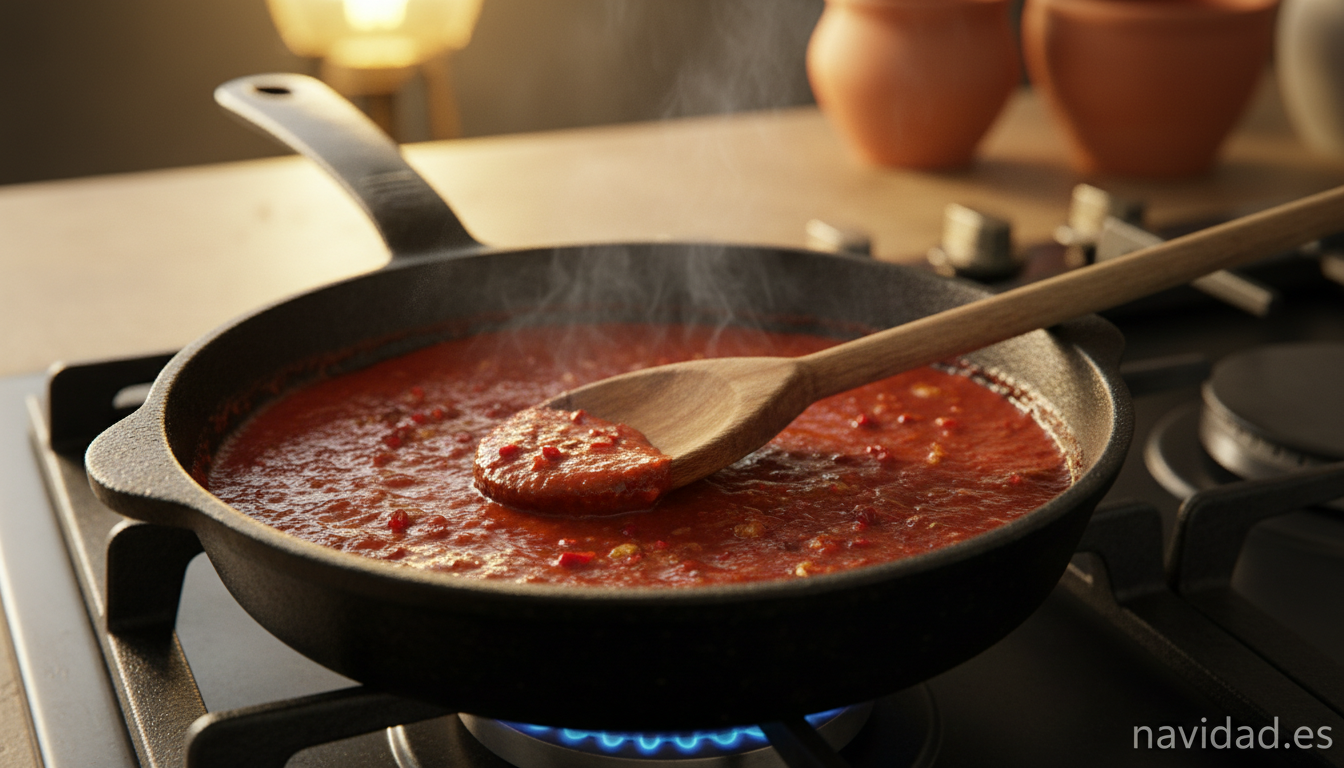 Besugo al horno: la receta clásica de Nochebuena paso a paso 2 Salsa de ajo, tomate y cayena para el besugo al horno