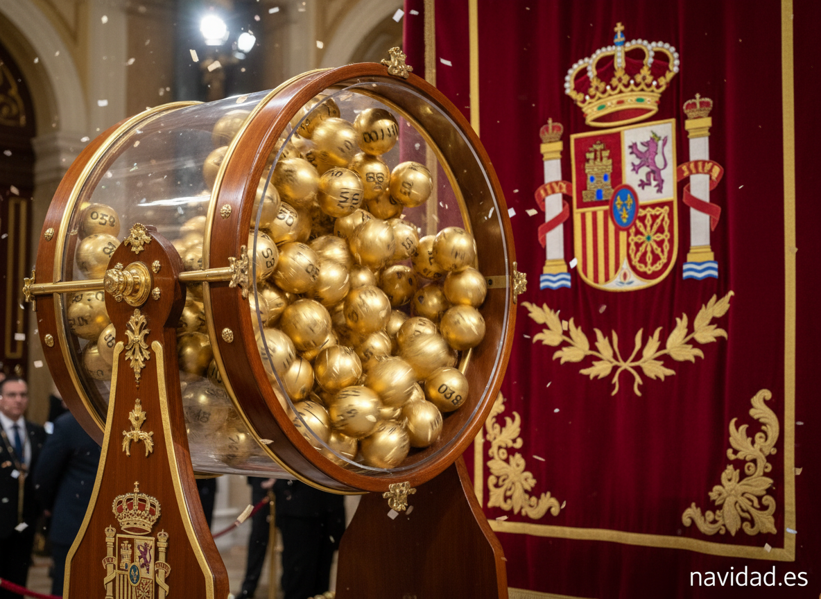 Bombo del Sorteo de la Lotería de Navidad con bolas numeradas