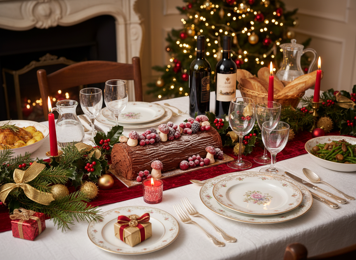 Cómo se celebra la Navidad en Francia: tradiciones, gastronomía y magia navideña 2 Bûche de Noël, el tronco de Navidad tradicional de la gastronomía francesa