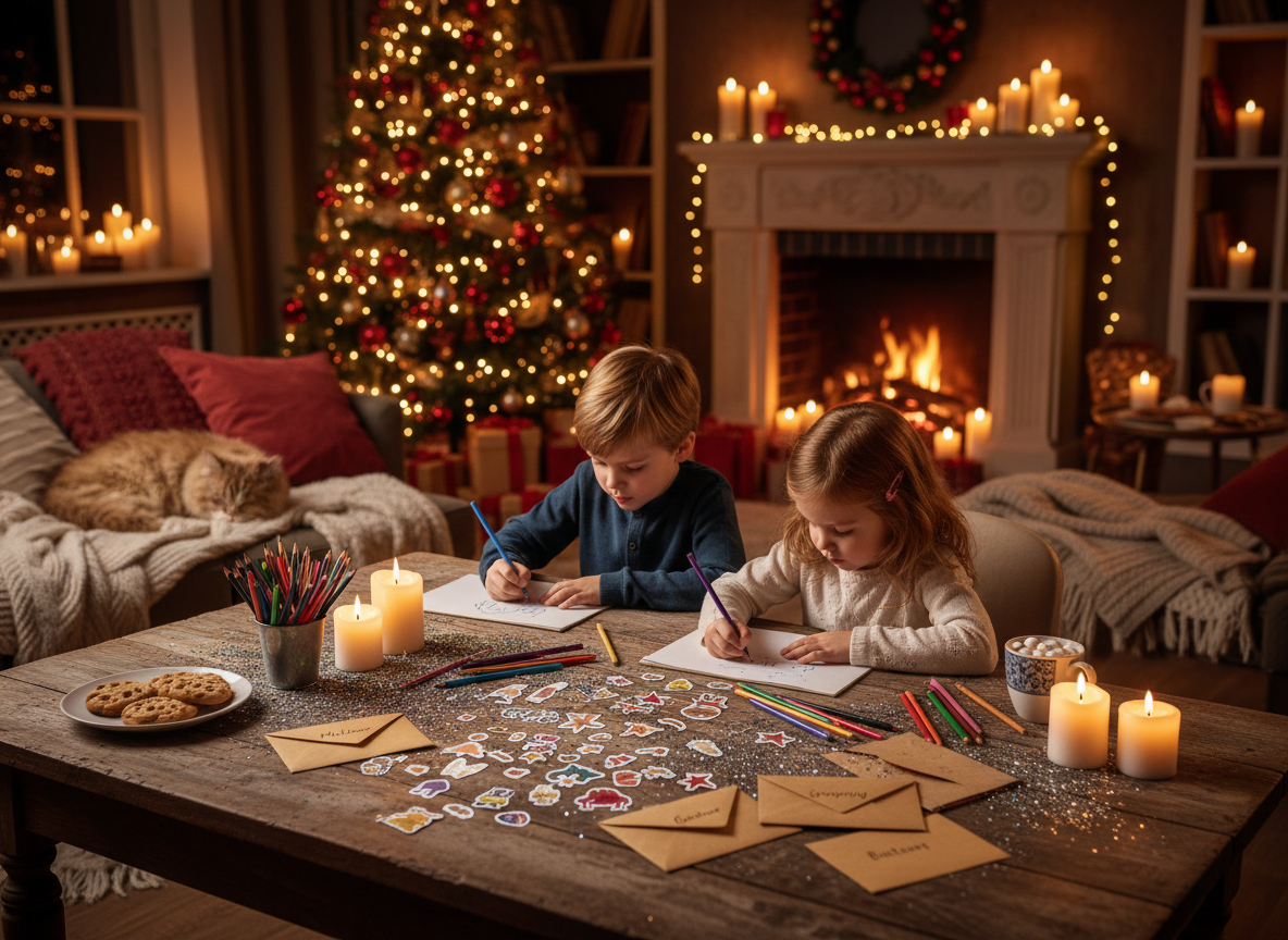 Niños escribiendo la carta a los Reyes Magos