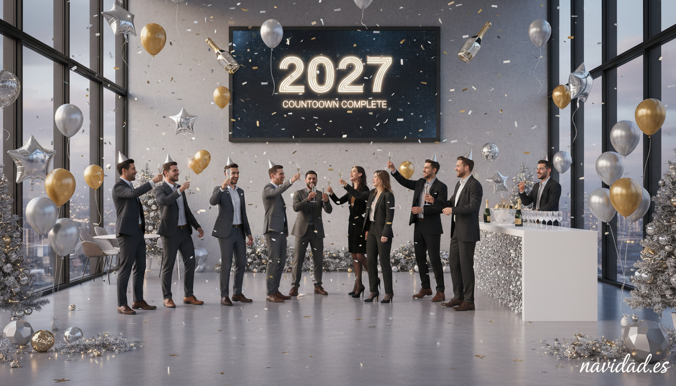 Celebración de Año Nuevo 2027 en empresa - frases de Año Nuevo para colaboradores