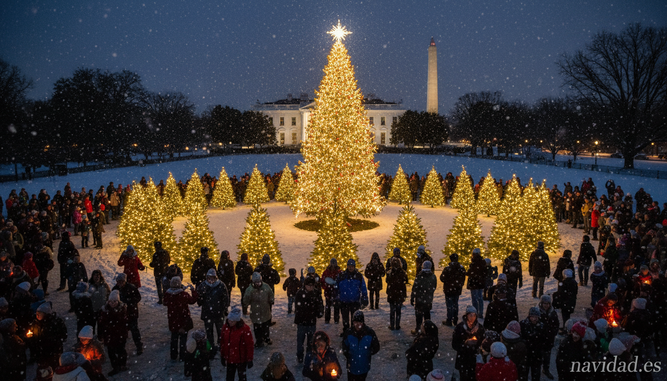 Árbol de Navidad de la Casa Blanca 2026: historia, tradición y ceremonia 2 Ceremonia del encendido del árbol nacional con público en The Ellipse