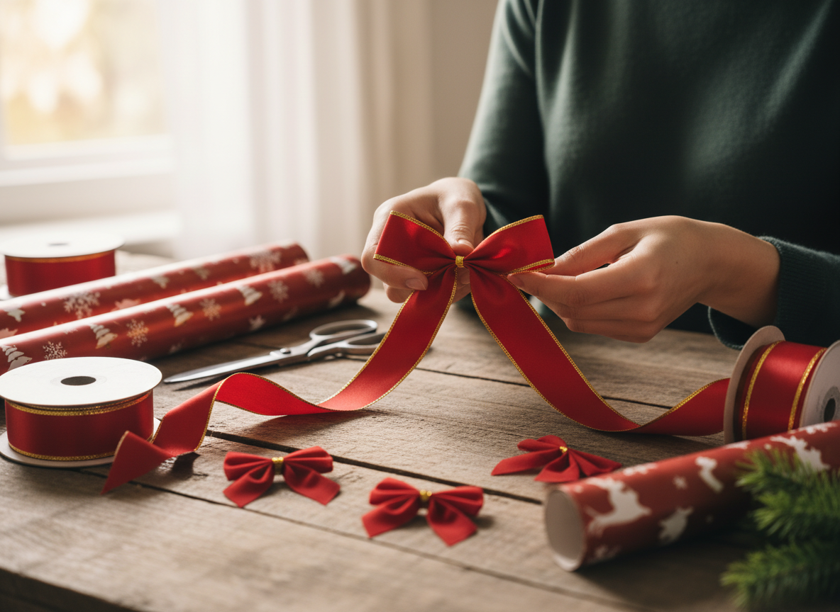 8 lazos originales para envolver regalos de Navidad (tutoriales DIY) 2 Tutorial DIY cómo hacer lazos navideños con cinta