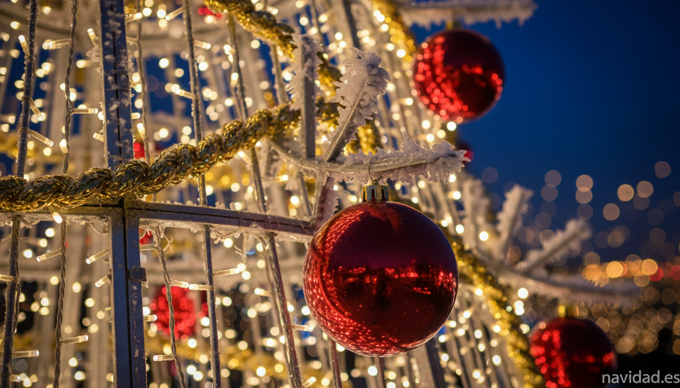 El árbol de Navidad más grande de Europa: récords, luces y ciudades míticas 1 Detalle de luces y adornos del árbol de Navidad más grande de Europa