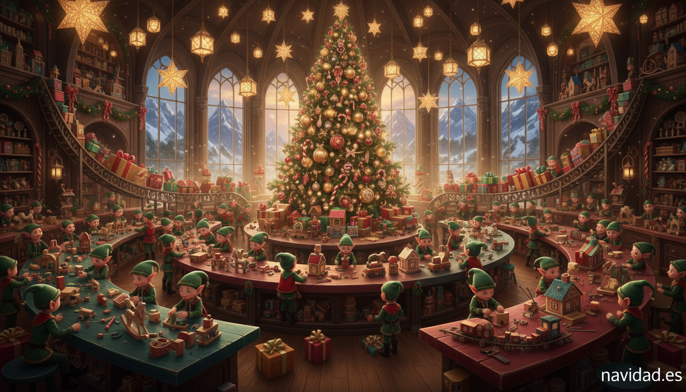 El hermano gamberro de Santa Claus: la pelicula navidena que merece una segunda oportunidad 2 Fabrica de juguetes de Santa Claus en el Polo Norte con elfos trabajando estilo pelicula navidena