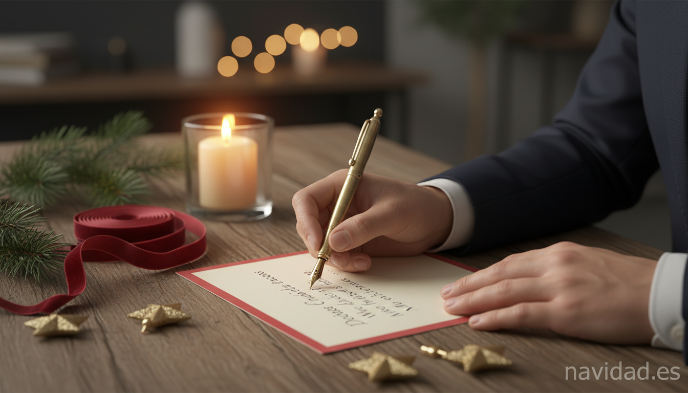 Escribiendo una felicitación navideña para clientes - mensajes de Navidad para empresas