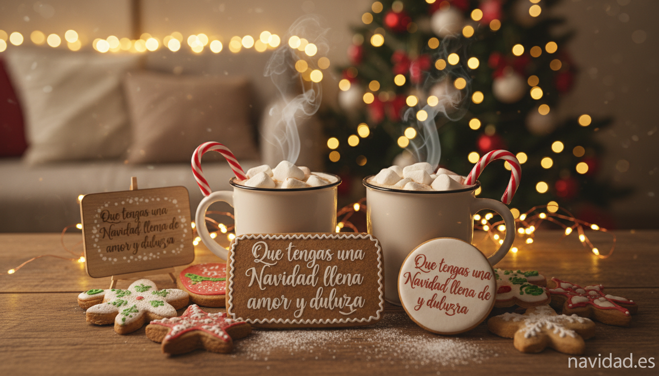 Felicitaciones navideñas para WhatsApp: las más originales y graciosas 7 Felicitación navideña horizontal con chocolate caliente y mensaje de amor